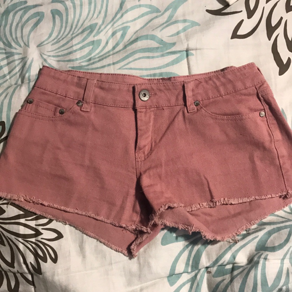 Pink denim shorts